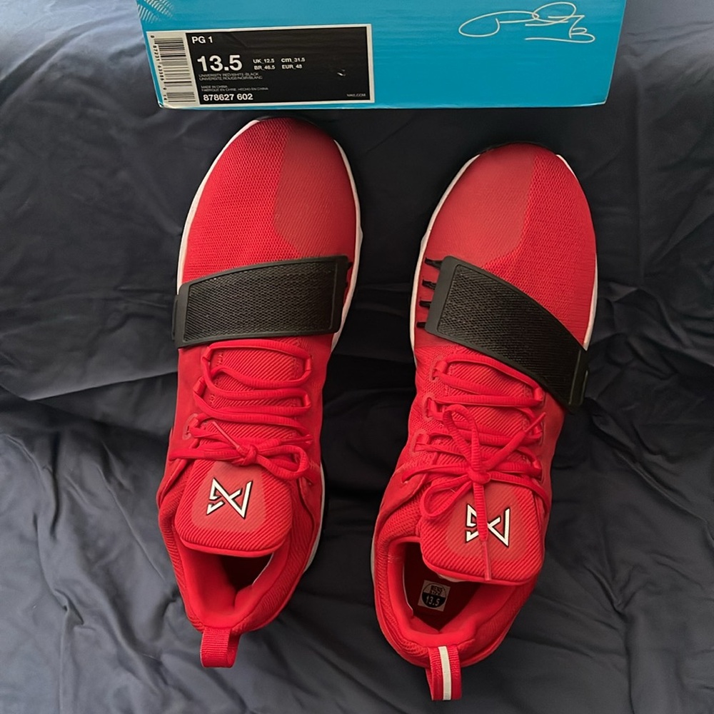 NWT Nike PG 1 Paul George University Red/BlackBasketball Shoes 878627-602 13.5 - Picture 9 of 15
